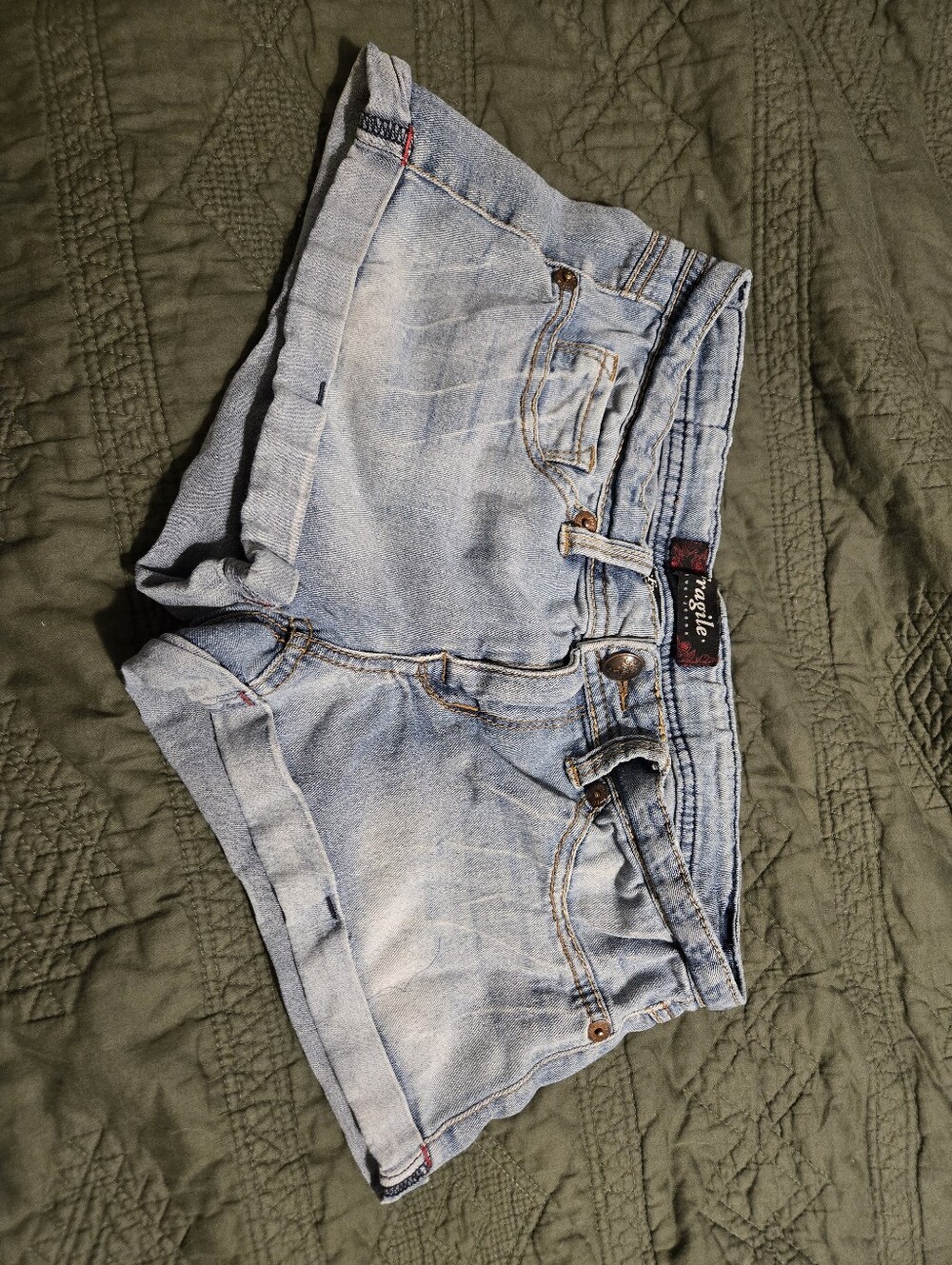 Fragile Light Wash Denim Shorts - Women's Casual Summer Shorts